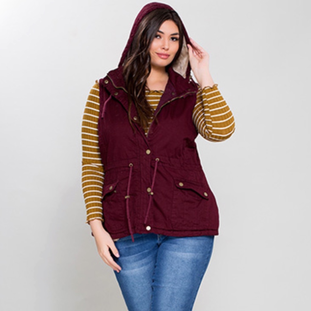 Maroon Vest Jacket from Wet Seal
